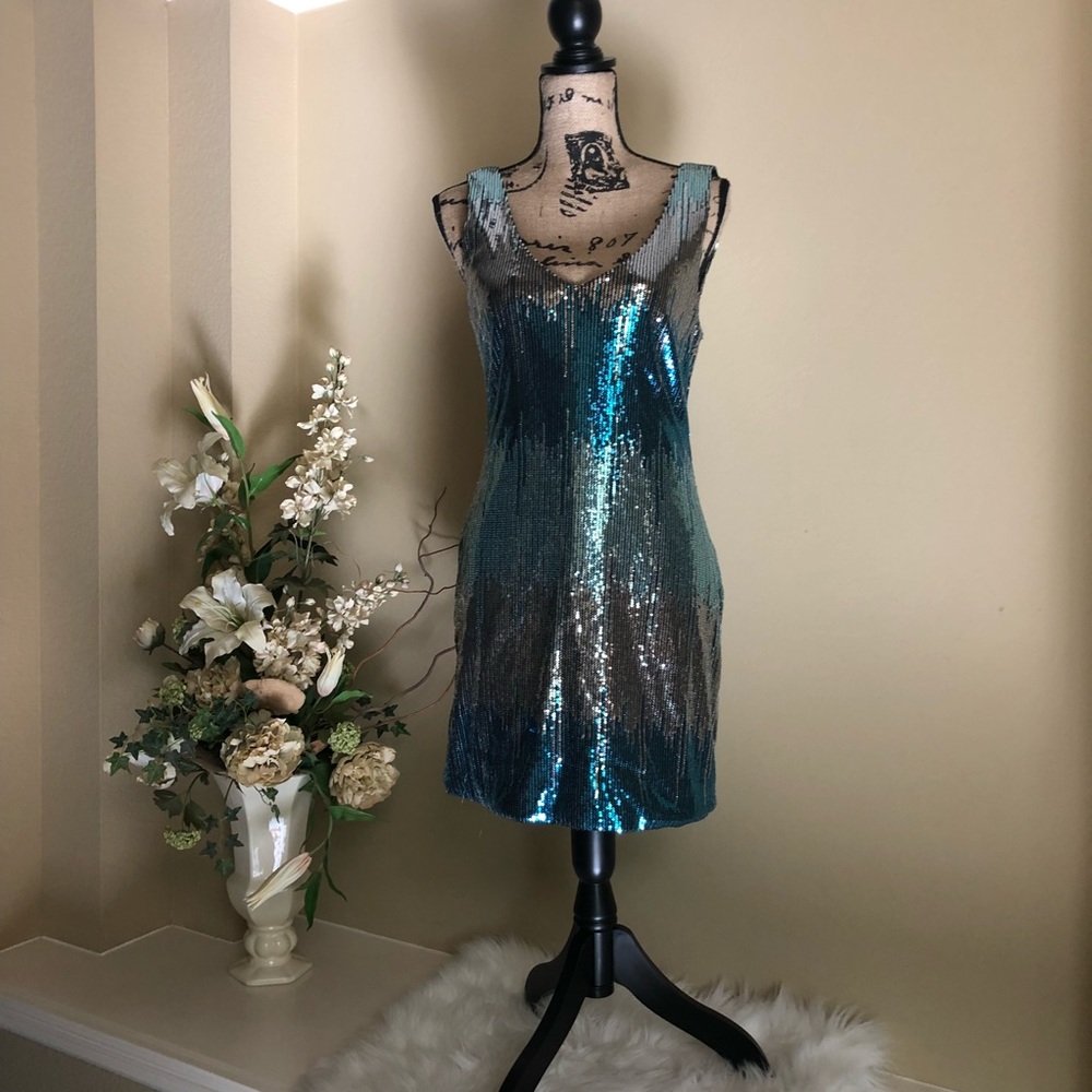 Blue and sliver sequin dress size L Lily Rose